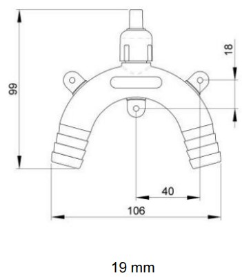 Dimensions coude anti siphon 19 mm TRUSDESIGN 